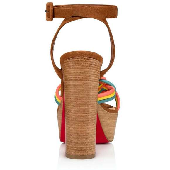 Christian Louboutin Ella 130 Brown Red Ankle Strap Platform Sandal Heel Pump 36 - Picture 10 of 12